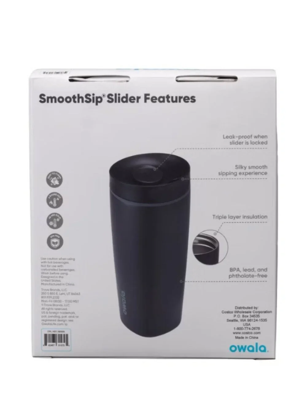 New Owala SmoothSip Slider 20oz 2-pack, White & Black